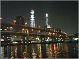 メリケンパークから見た阪神高速湾岸線の夜景
